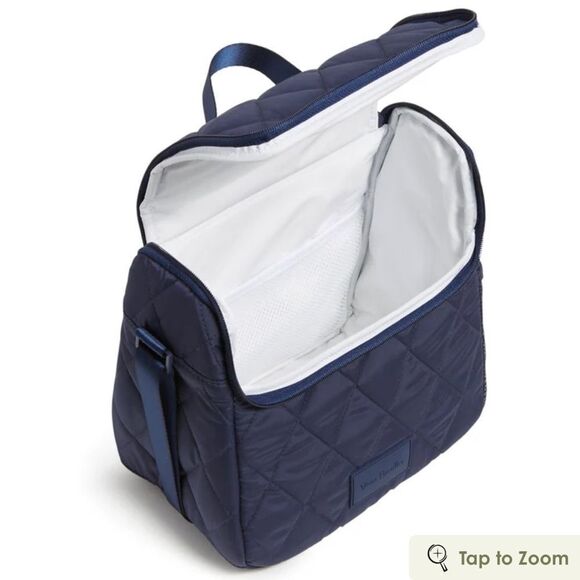 Vera BradleyโUltralight Scroll Navy Quilted Crossbody Lunch Bag - Picture 4 of 16
